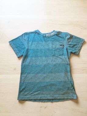 Kids' Teal Short-Sleeve Striped Pocket Tee by AMPLIFY Size 8